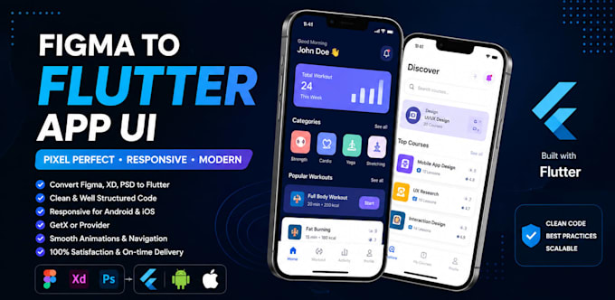 convert figma design to flutter app UI for android and ios