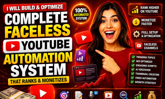 build optimize complete faceless youtube automation system that rank, monetize