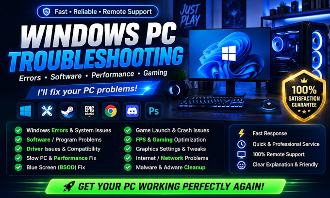 fix windows PC errors, software problems