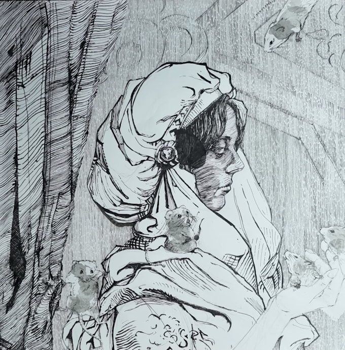 draw a detailed pen and ink illustration