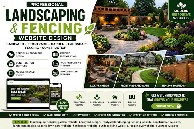 design backyard frontyard garden landscape build  fencing website construction