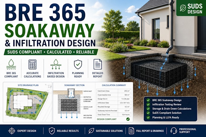 do bre 365 soakaway infiltration design and drainage