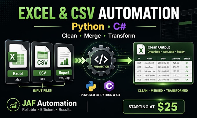 automate excel and csv tasks with python or c sharp