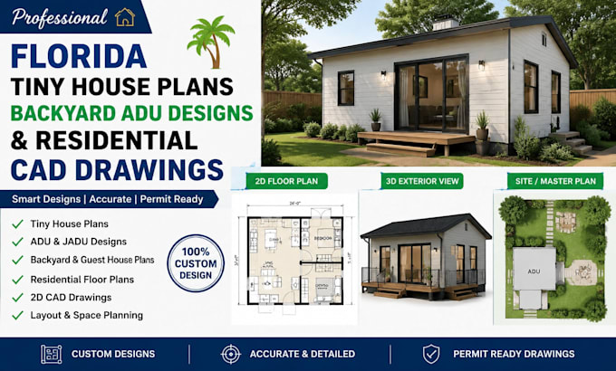 create florida tiny house plans backyard adu designs and residential cad drawing