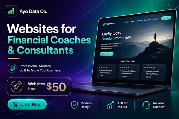 design a website for your financial coaching, consulting or modelling business