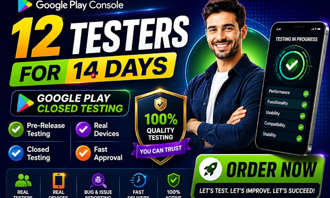 12 testers 20 testers for 14 days closed testing google play console 12 testers
