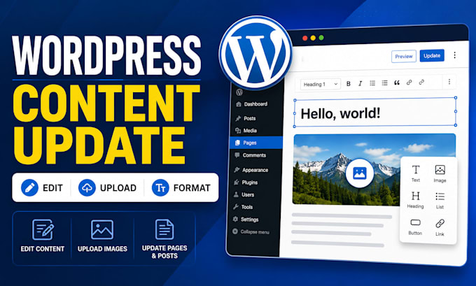 update, edit, and format content on your wordpress website