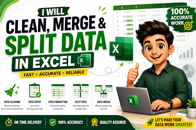 format, merge, clean, split, data validation excel data