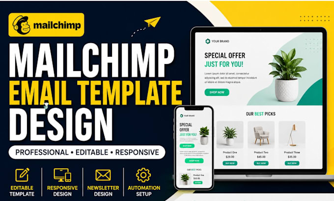 design a custom and editable mailchimp email newsletter template