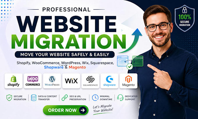 migrate website shopify woocommerce wordpress wix squarespace shopware magneto