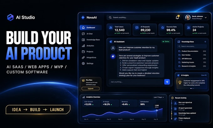develop ai saas, ai web app, mvp and custom ai software