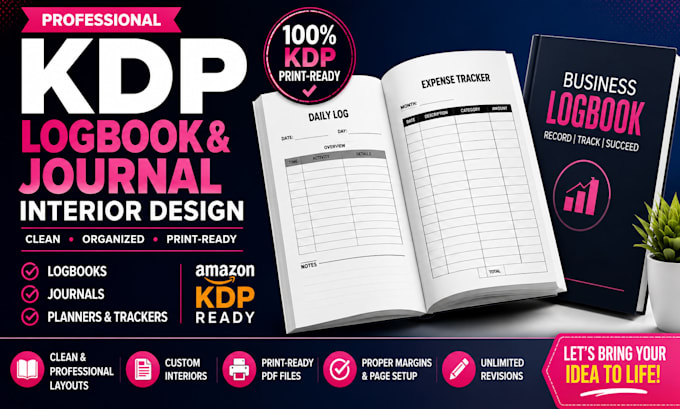 create amazon KDP logbook and journal interiors