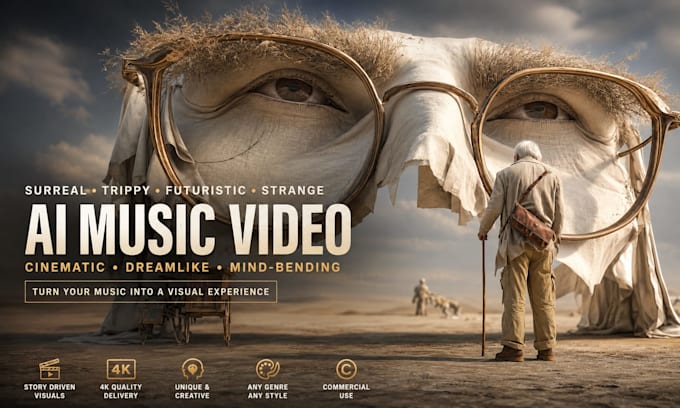 create surreal, trippy, futuristic music video with cinematic dreamlike visuals