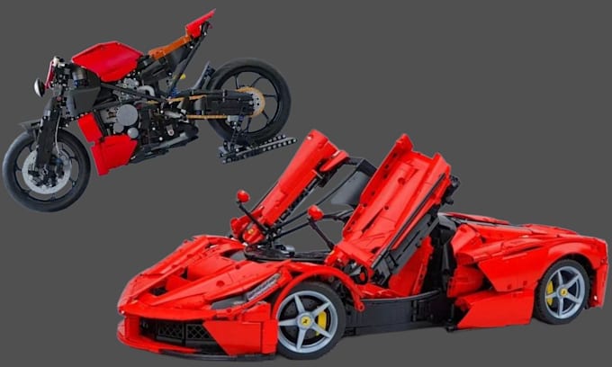 do 3d custom lego design, lego technic, car moc, brick model, manual instruction