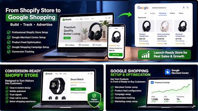 build a shopify store and setup google shopping ads