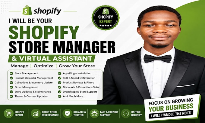 be your shopify virtual assistant and shopify store manager for shopify store