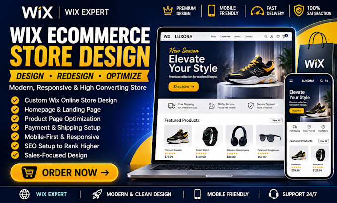 design, redesign wix website ecommerce online store droppshipping store