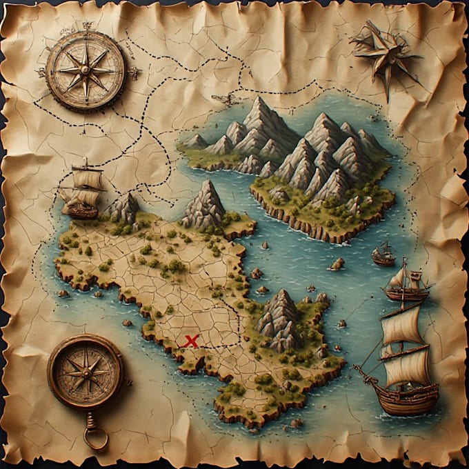 create a unique and detailed custom treasure map