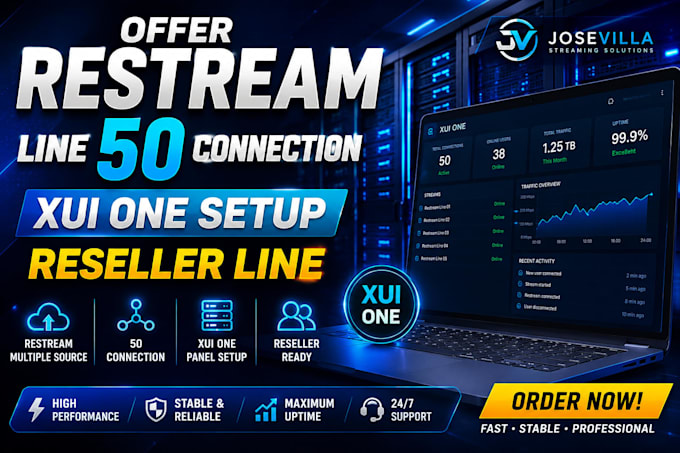 offer restream line, 50 connection, xui one setup, reseller line