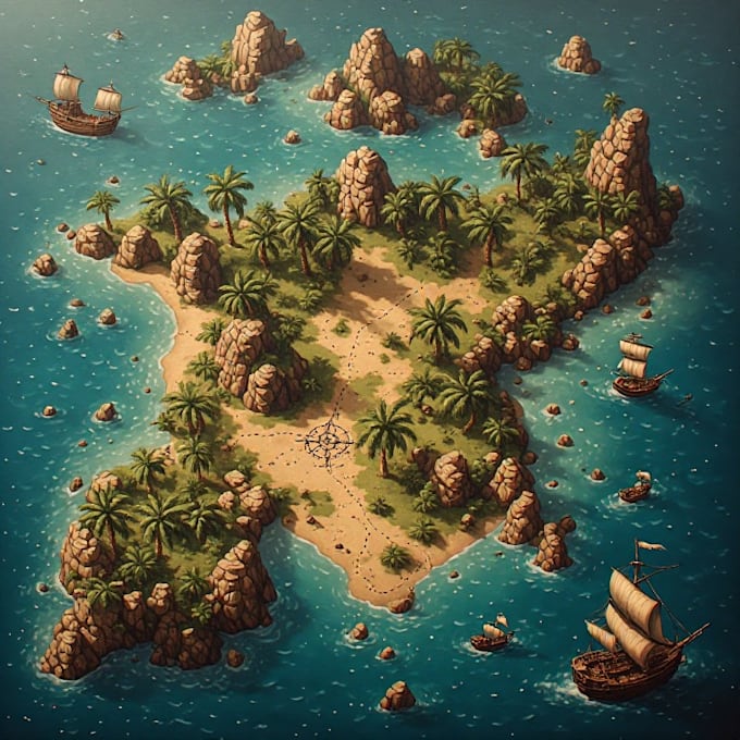 design an amazing vintage pirate treasure map