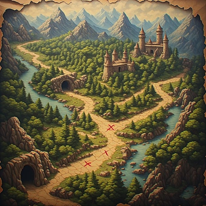create a fantasy treasure map for games books and adventures