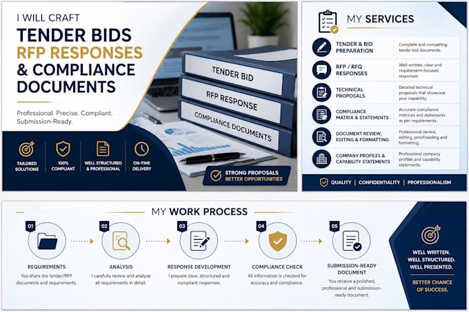 craft tender bids, rfp responses and compliance documents