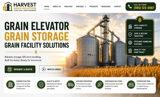 design wix grain elevator website grain storage grain facility website