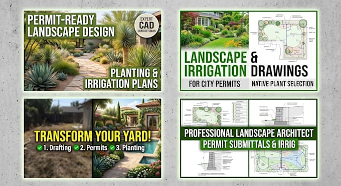design landscape planting plans, irrigation plans landscape drawings permit