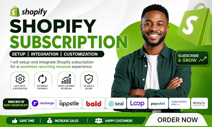 setup shopify subscription store with recharge, appstle, bold or seal