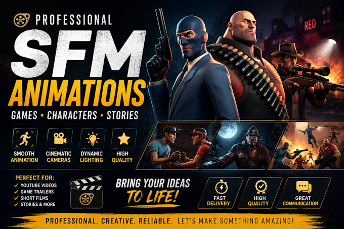 professional sfm animations for games, characters, stories