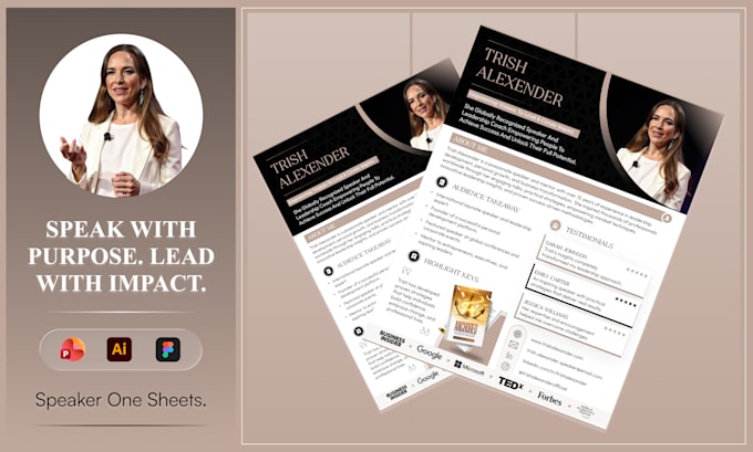 design professional speakers one sheet and media kits