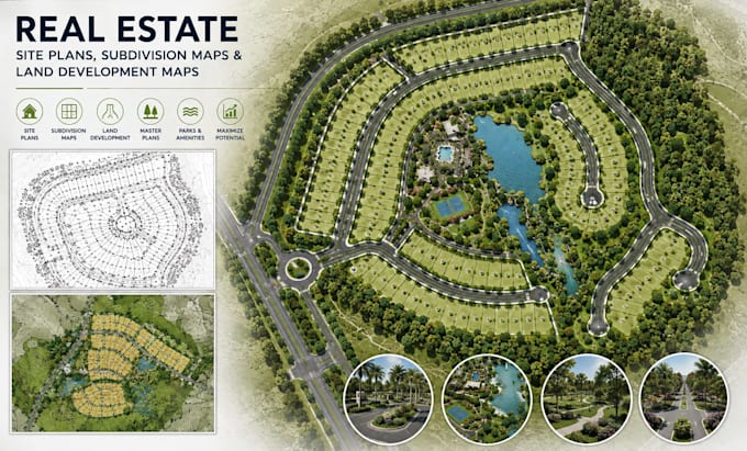design real estate site plans, subdivision map and land development map