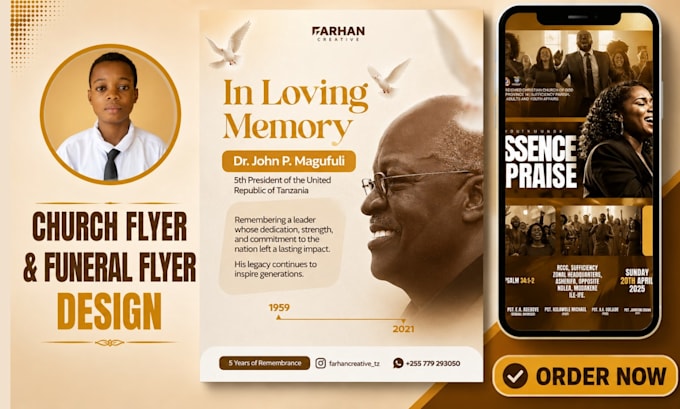 design church flyer, event flyer, funeral program memorial or obituary