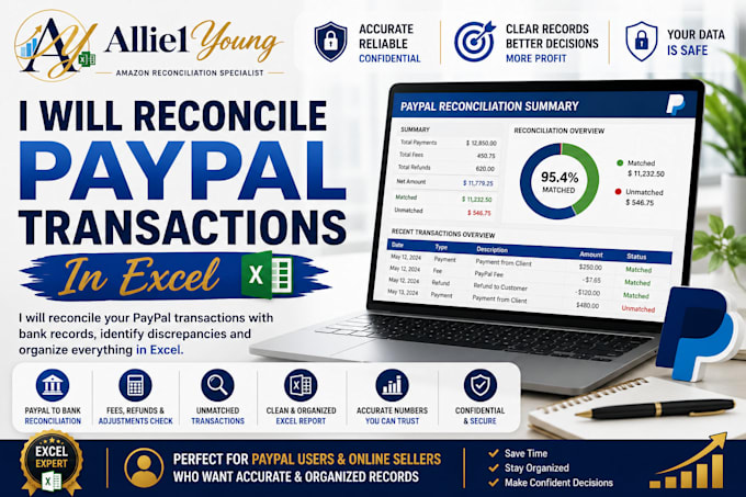 reconcile paypal transactions in excel