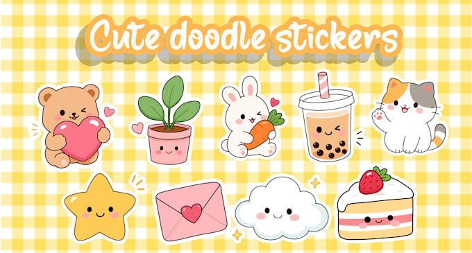 create cute doodle stickers for you
