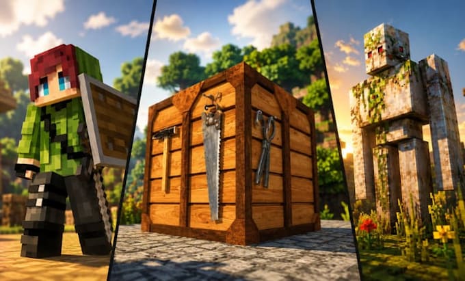create minecraft 3d models, texture packs, character animations and plugins