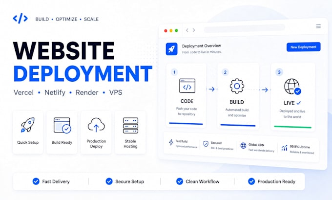 deploy your website or web app to vercel or vps