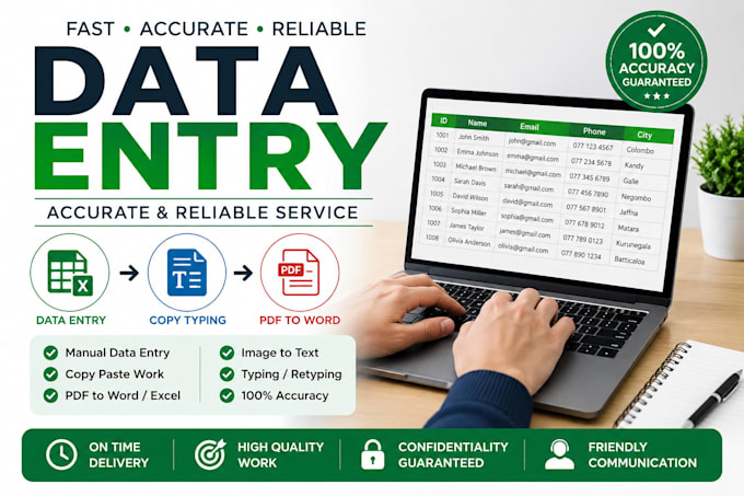 do accurate data entry, copy typing and PDF to word