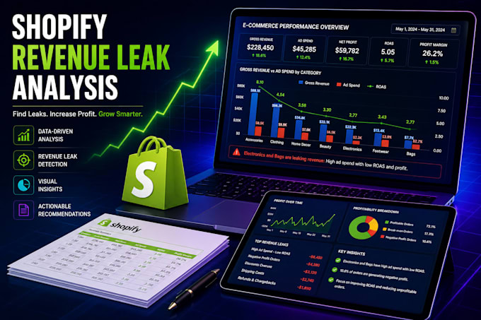 uncover shopify revenue leaks and analyze excel data