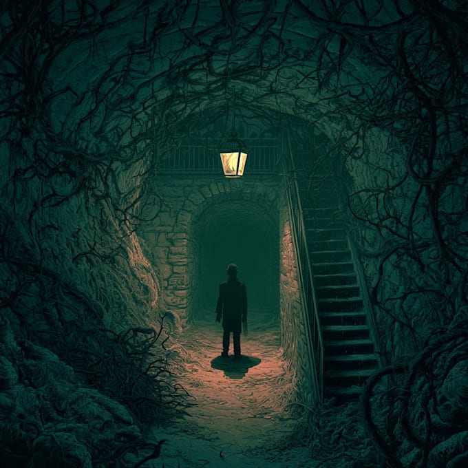 create a dark, horror, underground art illustration