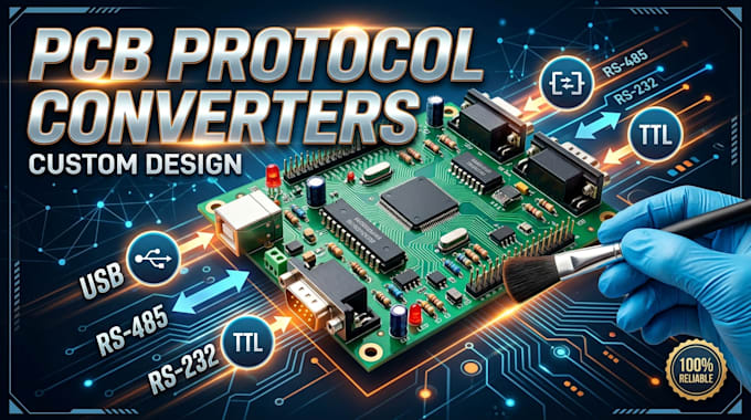 design custom pcb layout for rs485, rs232, usb, i2c,ttl, and protocol convert