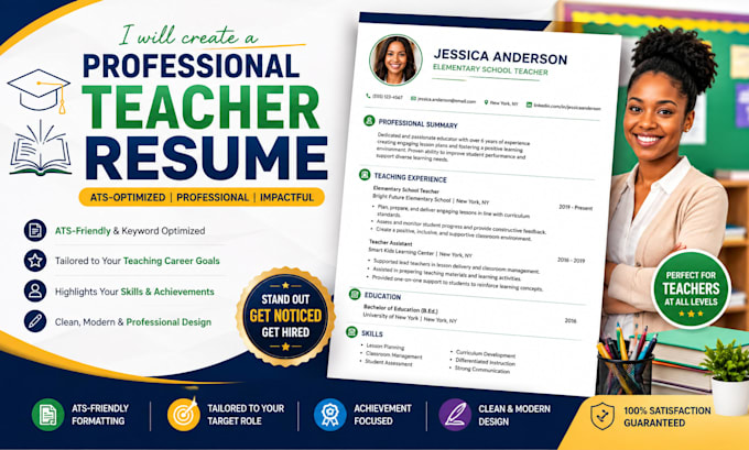 write a professional ats optimized teacher resume
