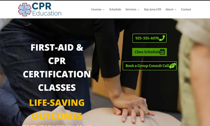 design wix cpr training website first aid class medical course website