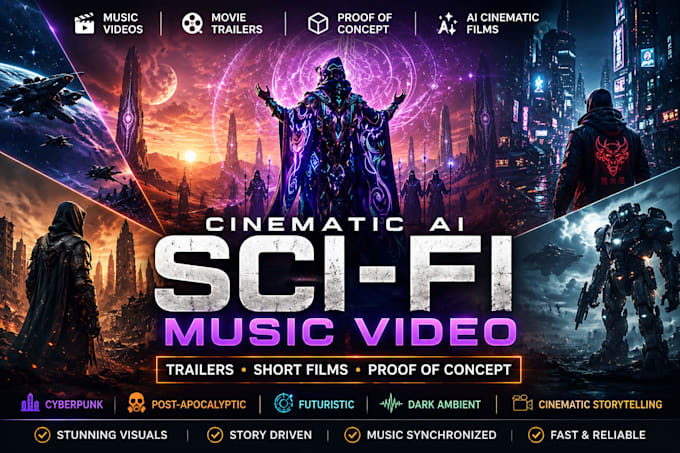 create cinematic sci fi music video, post apocalyptic, proof of concept