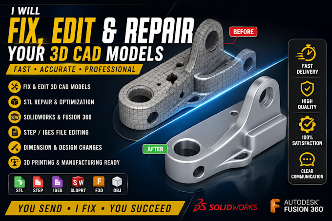 stl file repair, mesh cleanup, custom 3mf modification stl file for 3d printing