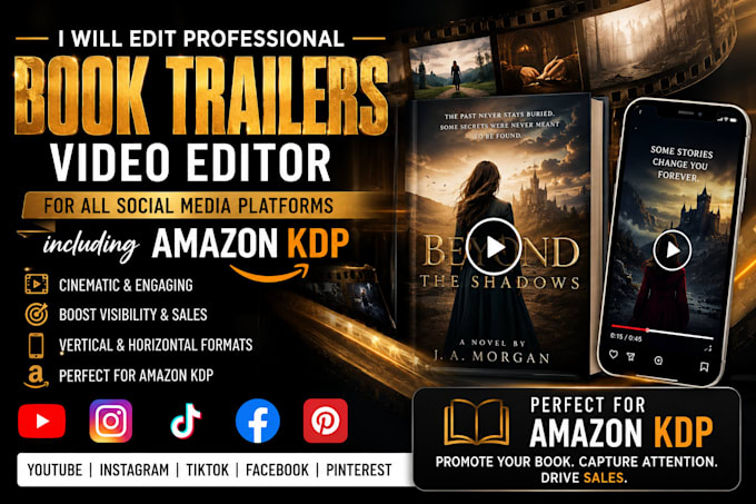 create a cinematic amazon KDP book trailers and book teasers that sells