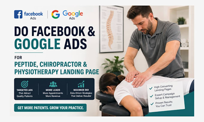 do facebook google ads for peptide chiropractor and physiotherapy landing page