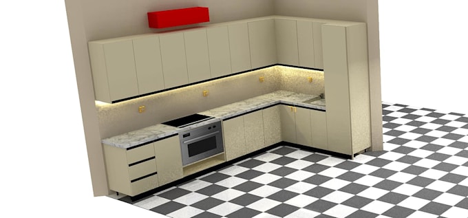 do modern 3d kitchen design and cabinetry rendering with kitchendraw