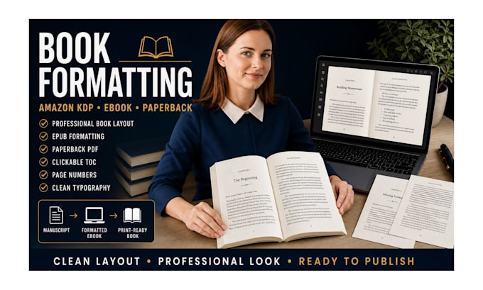 format your book for amazon KDP, ebook and paperback