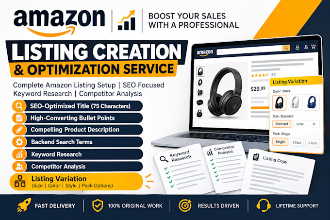 create amazon optimized listings, variation setup and error fixing